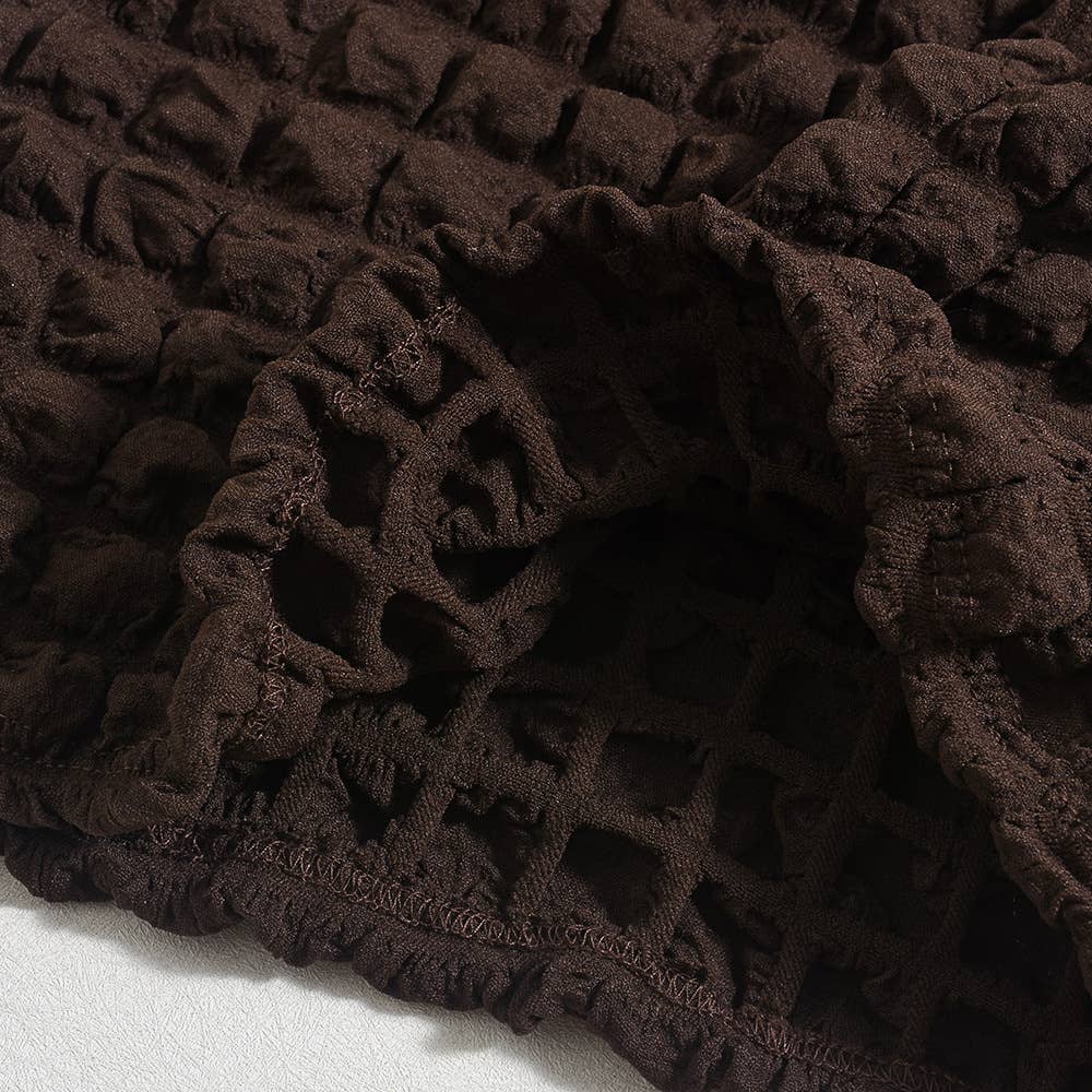 Square-neck one-shoulder flared sleeve dress