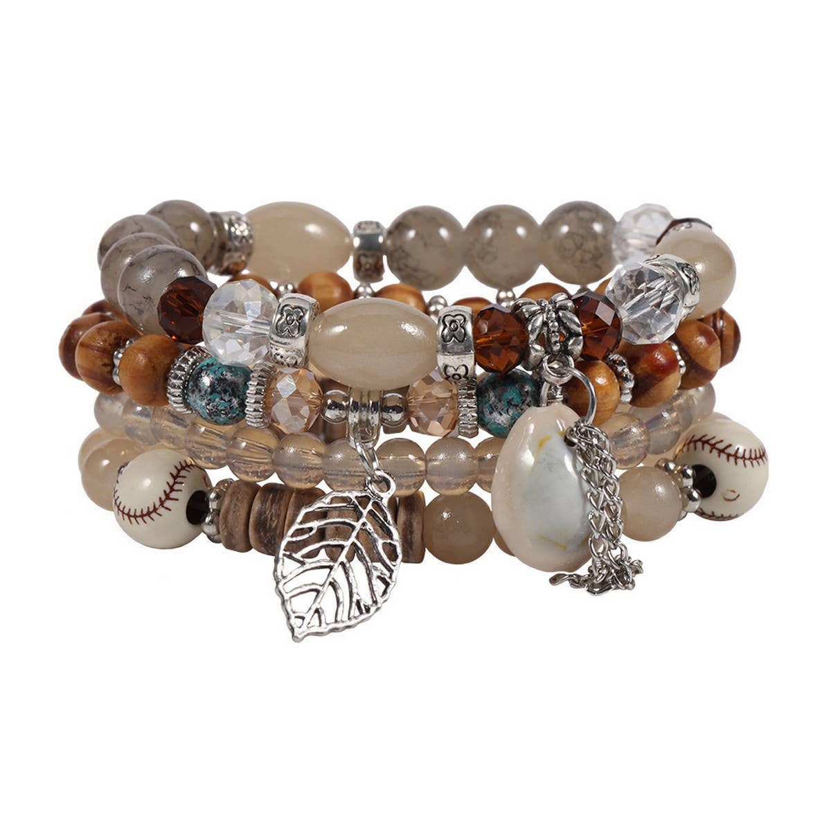 CWMM10457_SANYA COLORFUL BEADED LEAF SHELL BRACELET