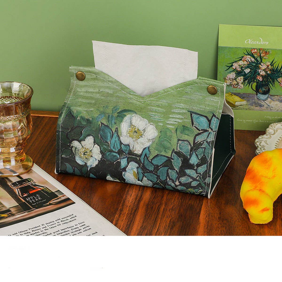 NEW OIL PAINTING LEATHER CREATIVE TISSUE BOX