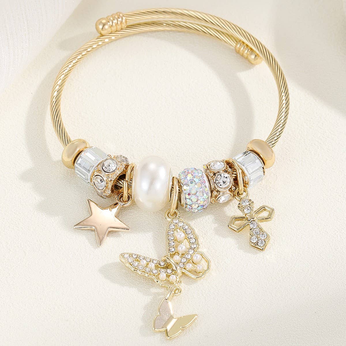 Alloy Stainless Steel Bracelet with Shell&Butterfly_CWMM8594