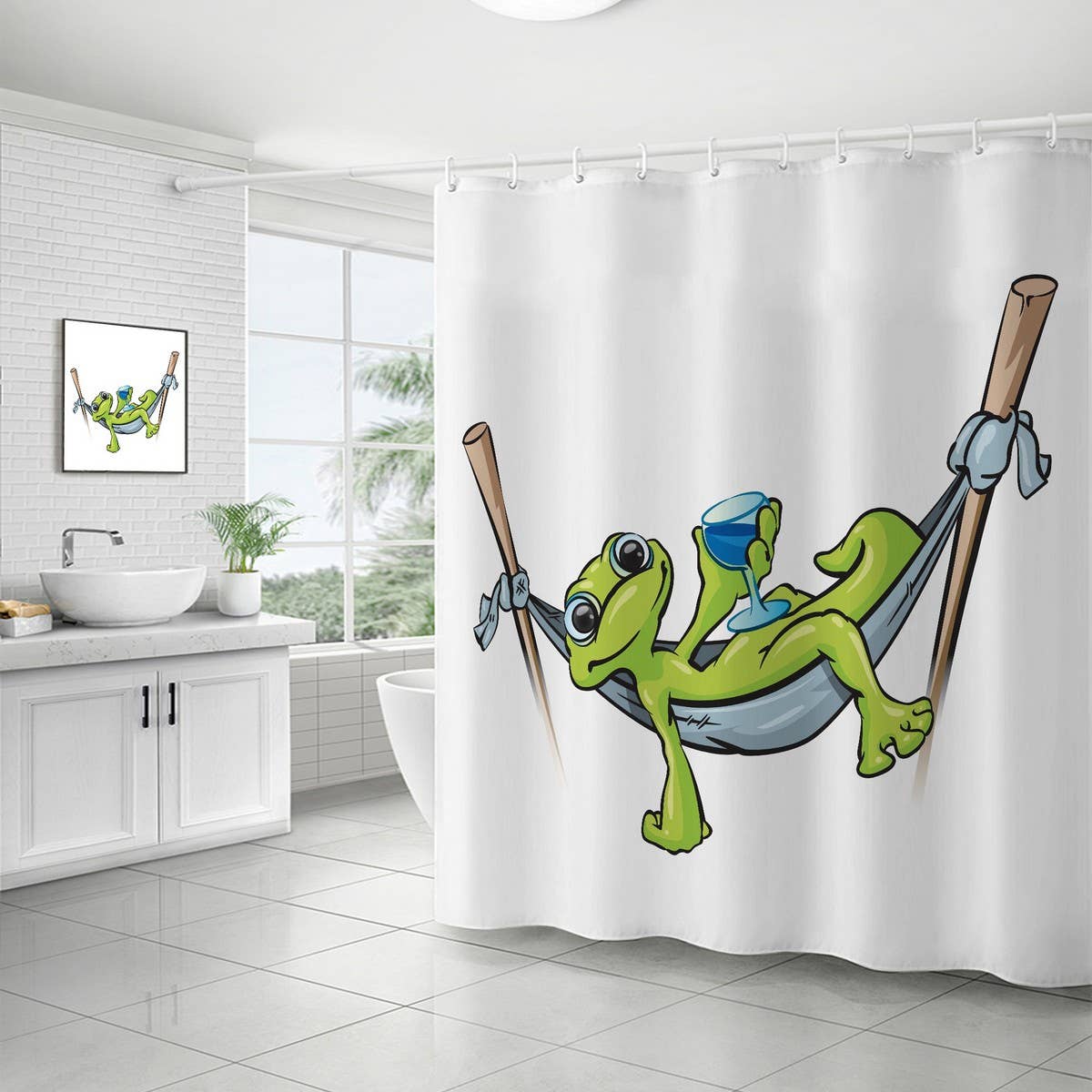 HOT SALE DIGITAL PRINTED FROG SHOWER CURTAIN