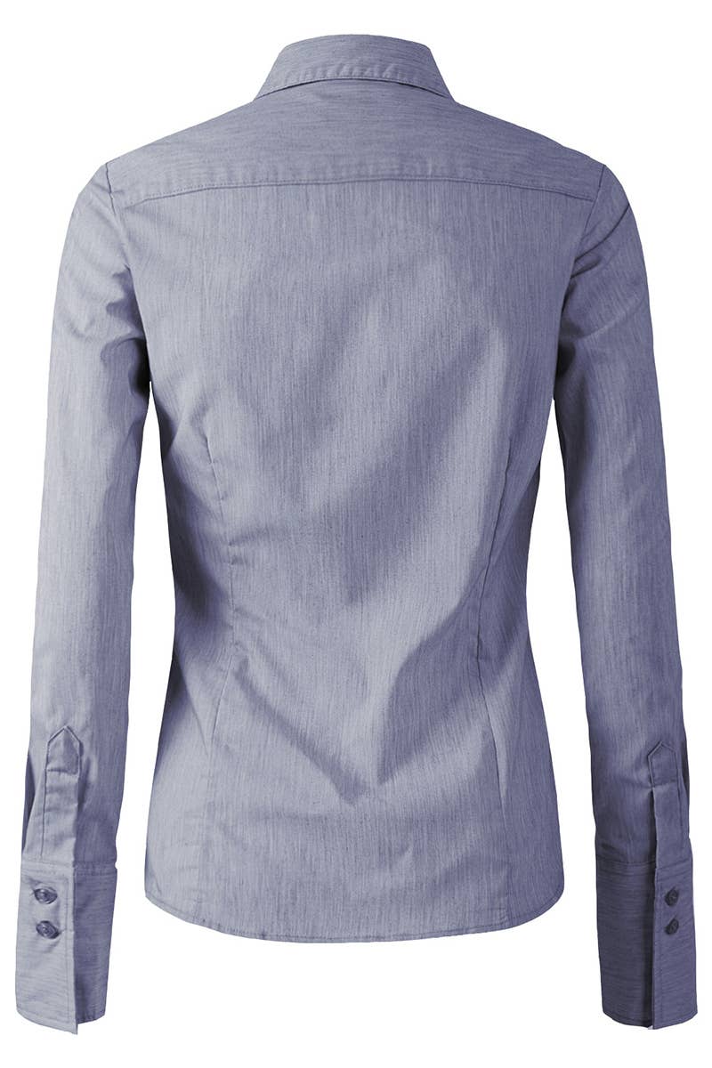 LADIES CASUAL LONG SLEEVE BUTTON UP SHIRT_CWTDSL027