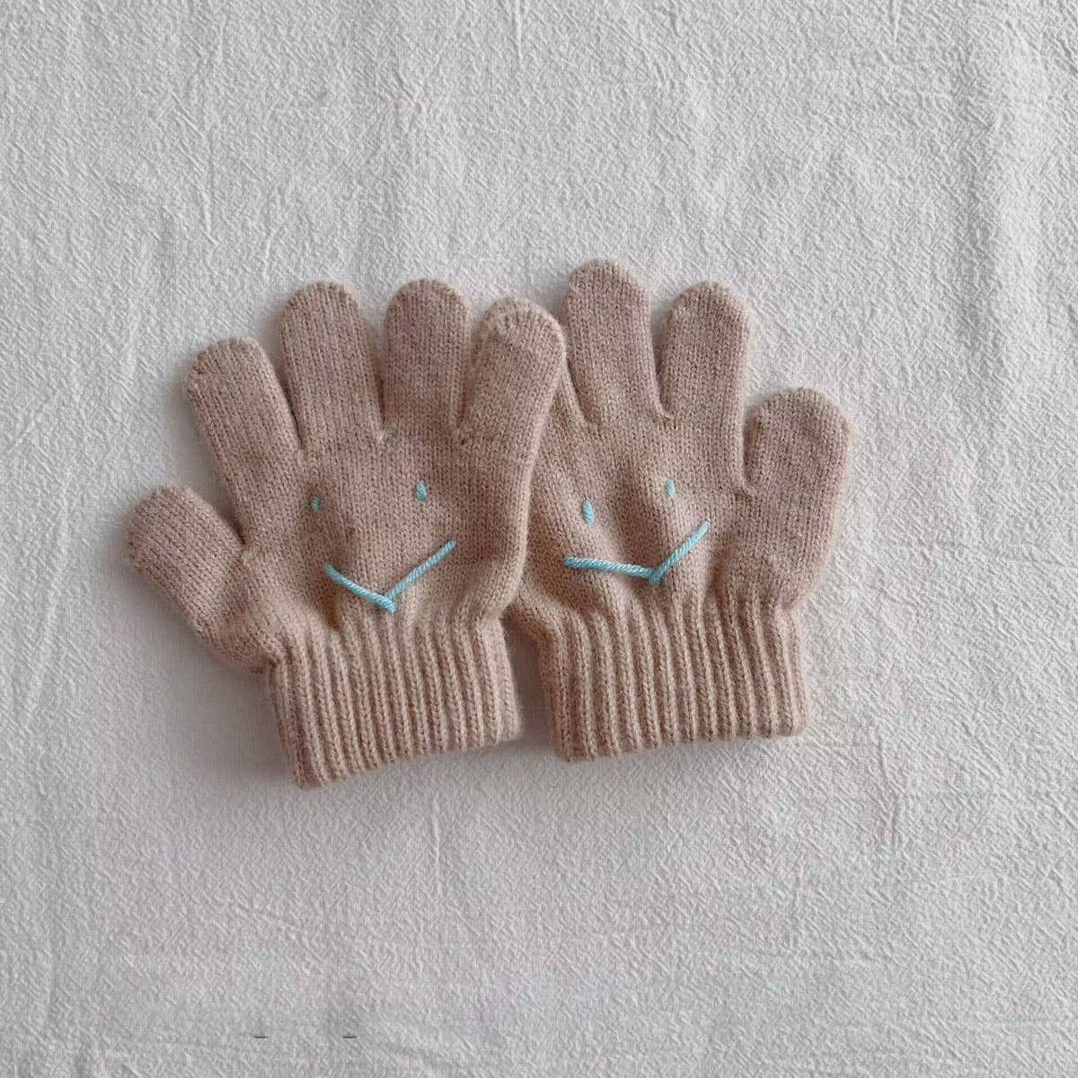 WINTER CUTE SMILEY FACE CHILDREN'S KNITTED GLOVES_CWAG0497