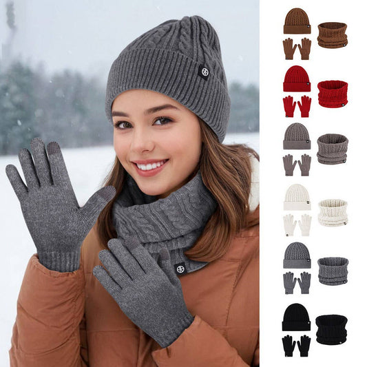 WINTER WARM EAR PROTECTION KNITTED GLOVES SET