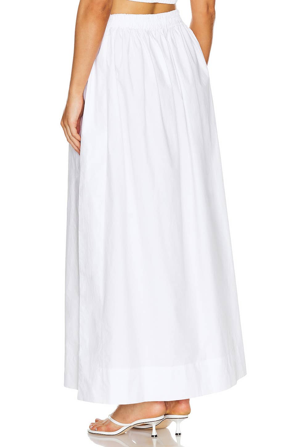 COTTON HIGH-WAISTED SLIT SOLID COLOR DRESS