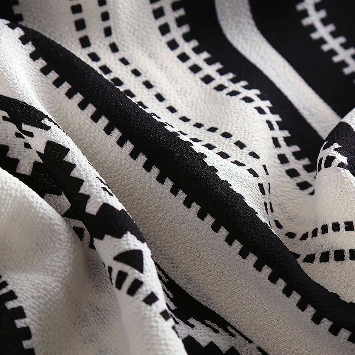 TASSEL STRIPE PRINT FRONT OPEN KIMONO FOR SUMMER