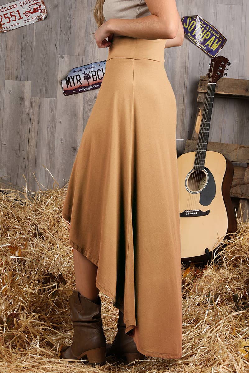 CWBLS090_OVERLAP HIGH WAIST BANDED FLARE MAXI SKIRT