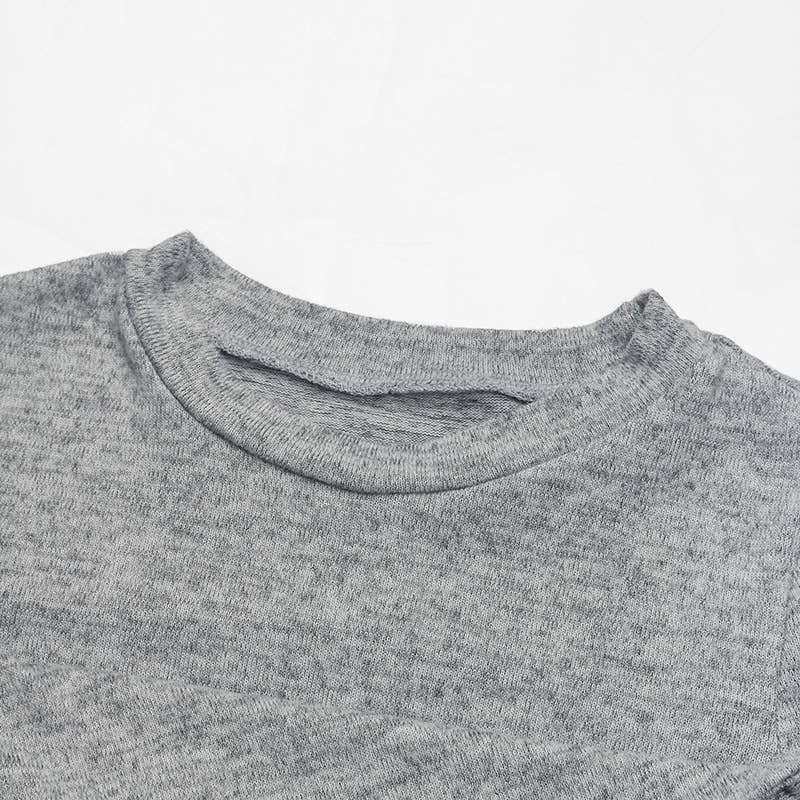 Twisted long-sleeved slimming base T-shirt