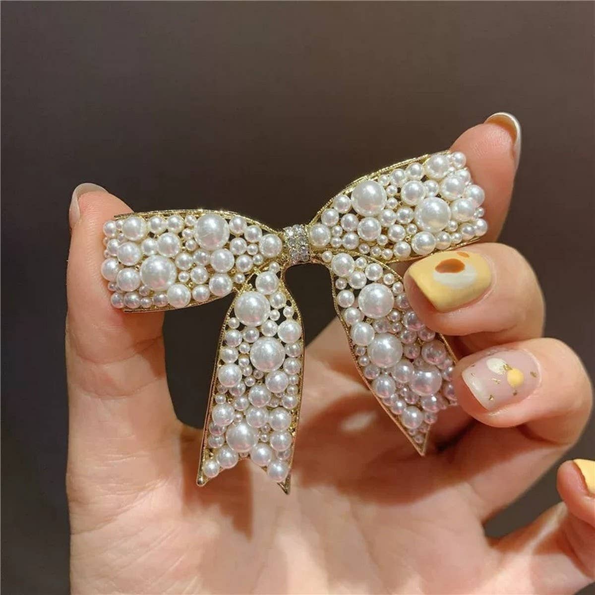 Pearl Bow Hair Clip ??5.5cm Elegant Spring Clip_CWAHA4676
