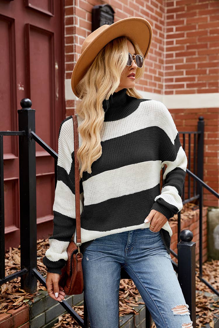 SLOUCHY CASUAL STRIPED SWEATER
