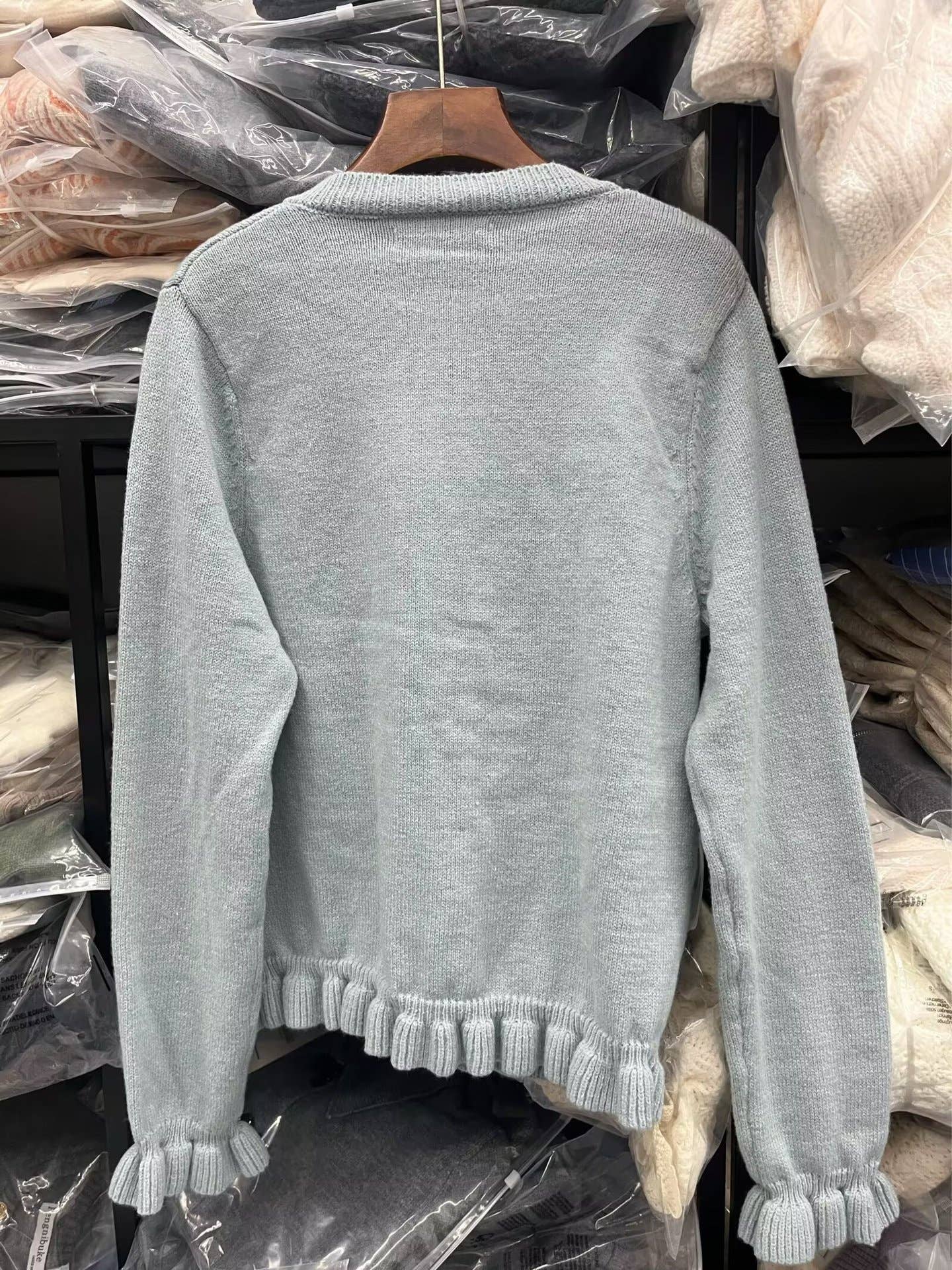 STYLISH CASUAL LAYERED EMBELLISHED CREW-NECK COAT