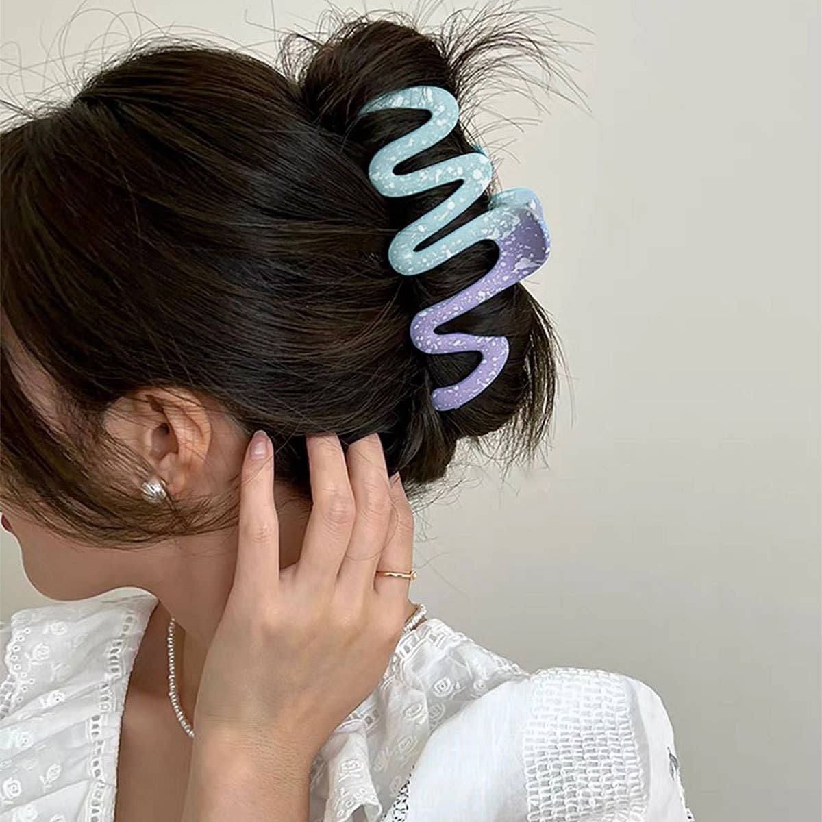 Fashion Gradient Ink-Wave Hair Claw Commuter Clip_CWAHA2205