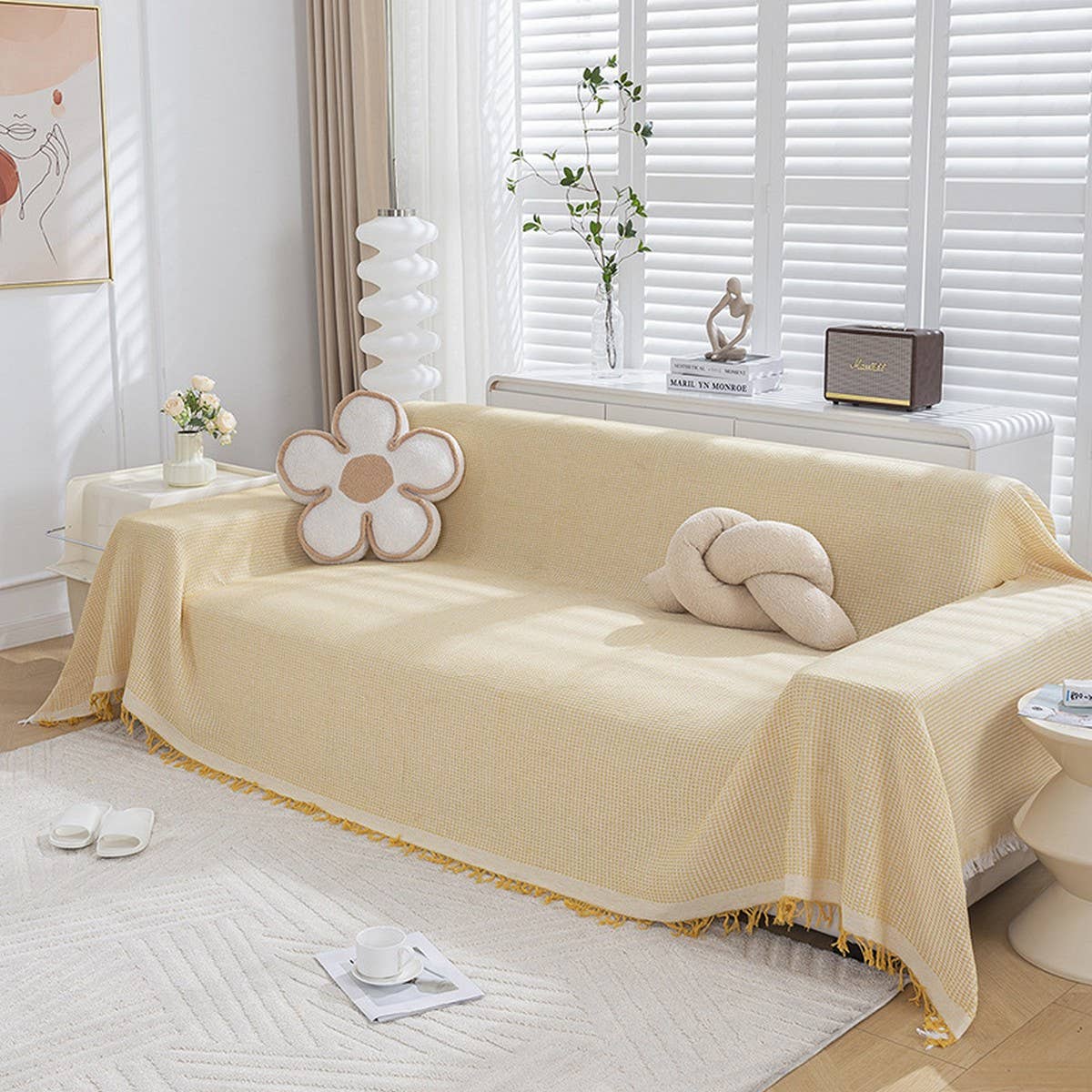 Cotton Sofa Throw Blanket All Season Cover