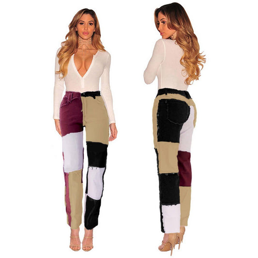 WOMENS DENIM PATCHWORK JEANS_CWJP0165