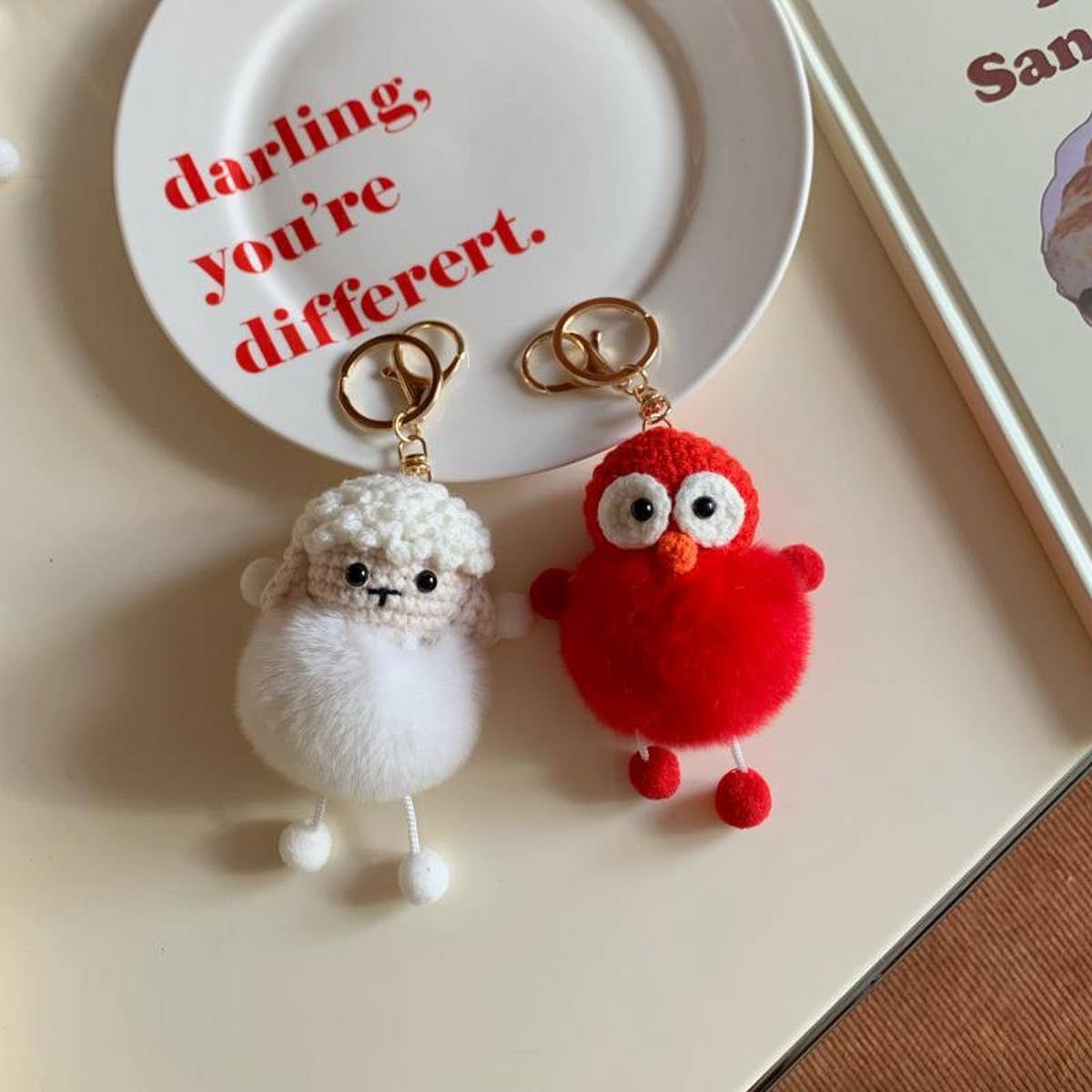 CUTE SMALL WOOL PLUSH BAG PENDANT CAR KEYCHAIN