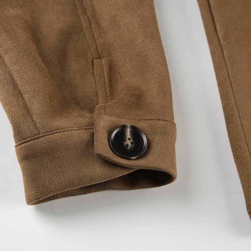 VINTAGE FRENCH LAPEL SINGLE-BREASTED BROWN JACKET