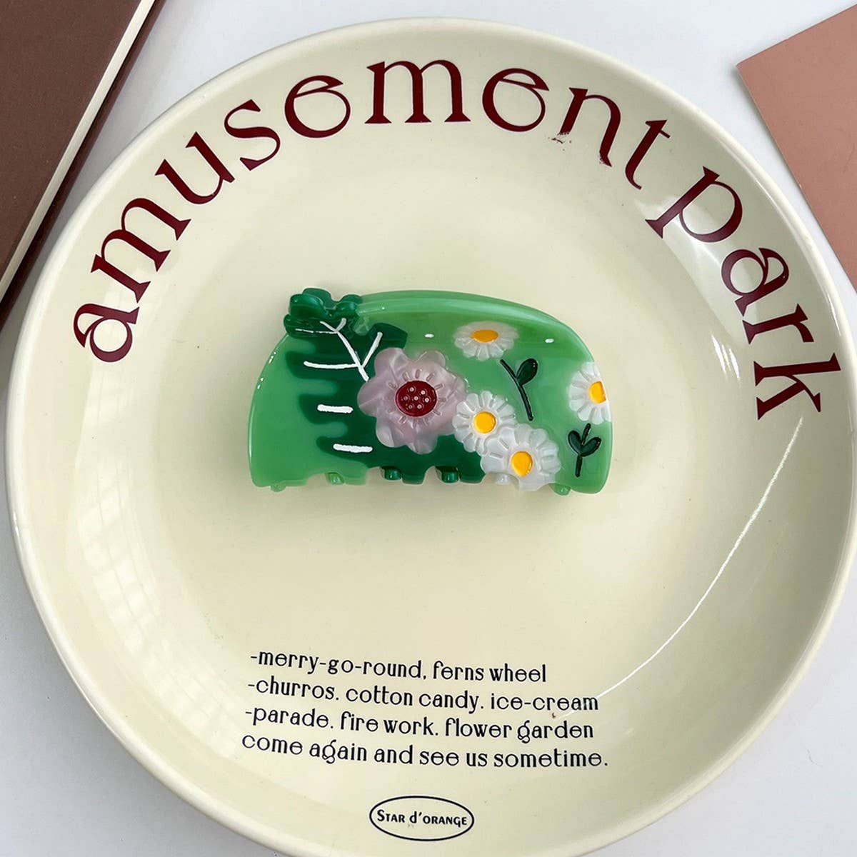 Colorblock Dog Acetate Hair Claw Cute Clip