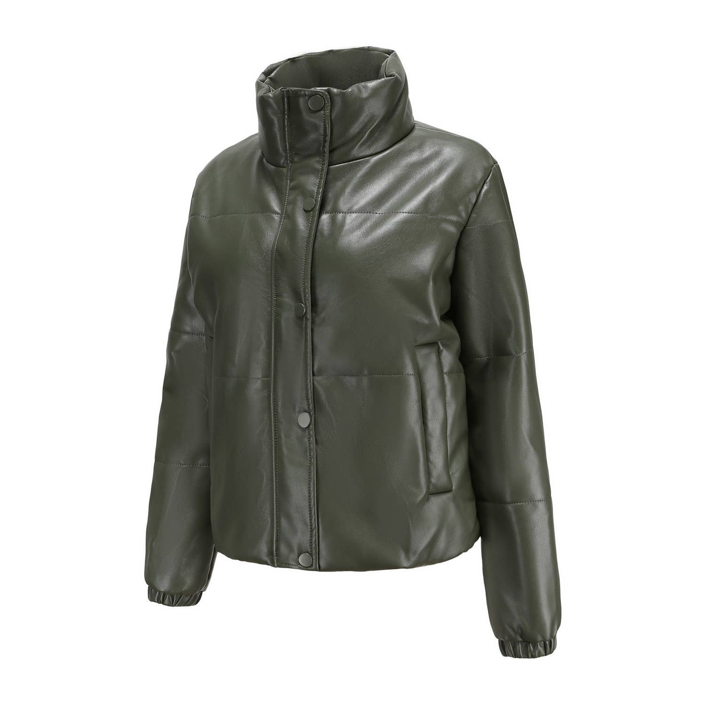 THICKENED COTTON COAT BREAD COAT PU LEATHER COAT