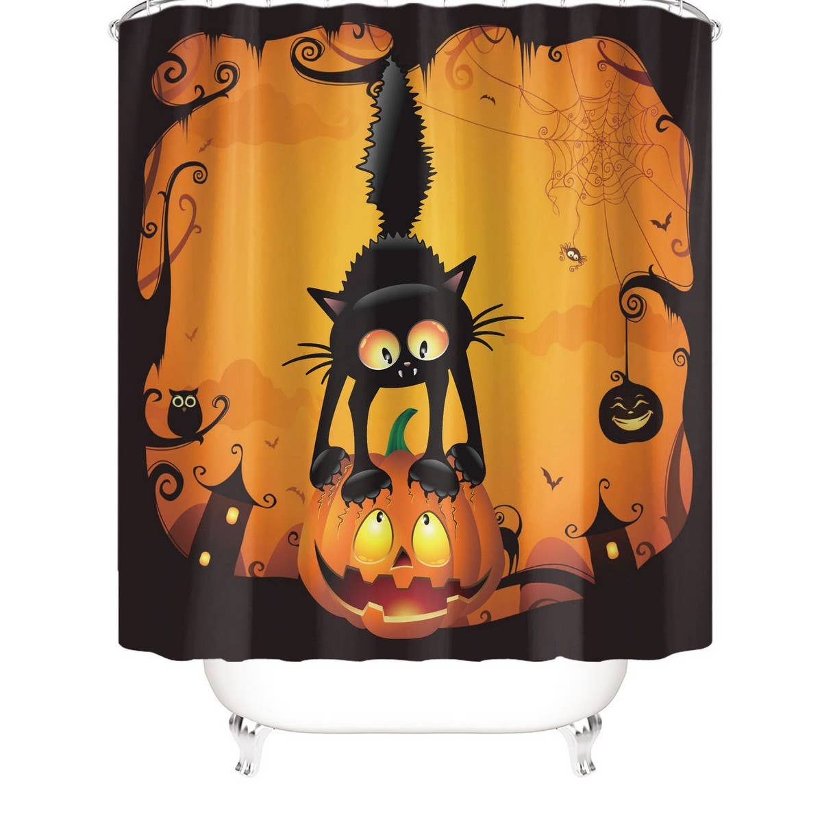 HALLOWEEN THANKSGIVING FLOWER SHOWER CURTAIN