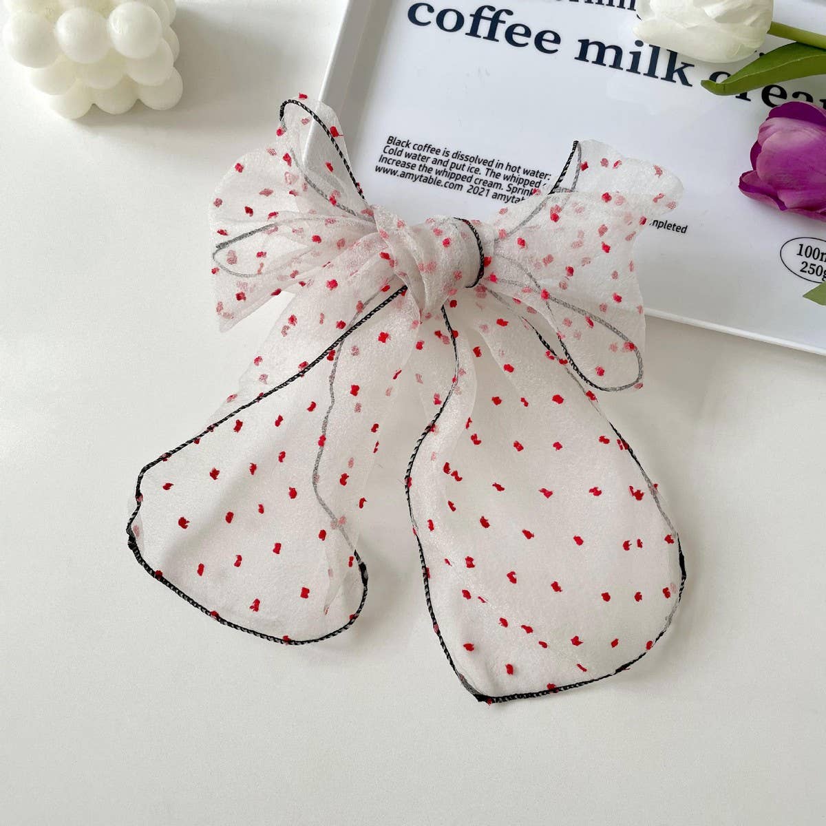 FASHIONABLE POLKA DOT BOW SCARF SCARF