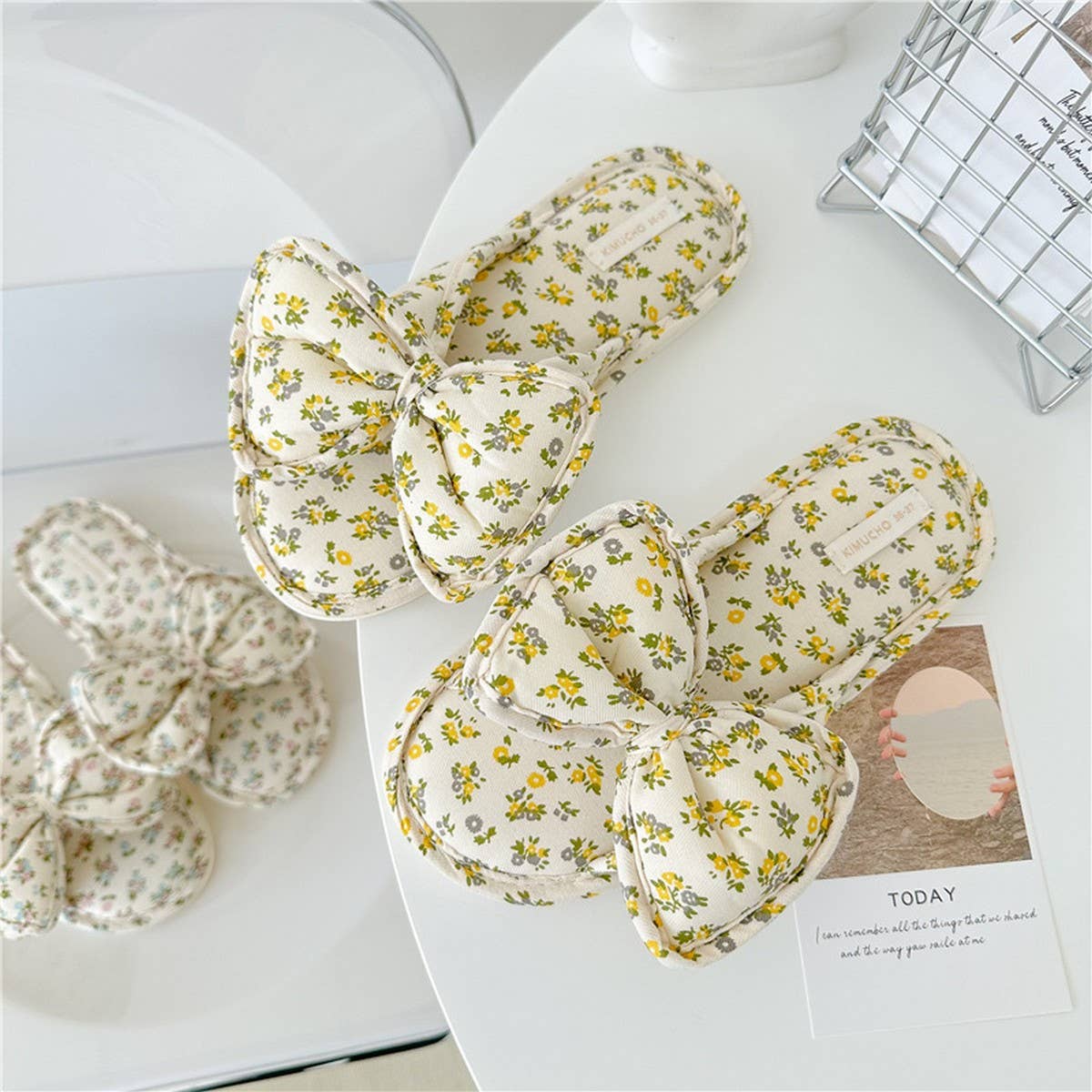 SMALL FLORAL BOW WATERPROOF THICK-SOLED SLIPPERS_CWMM2967