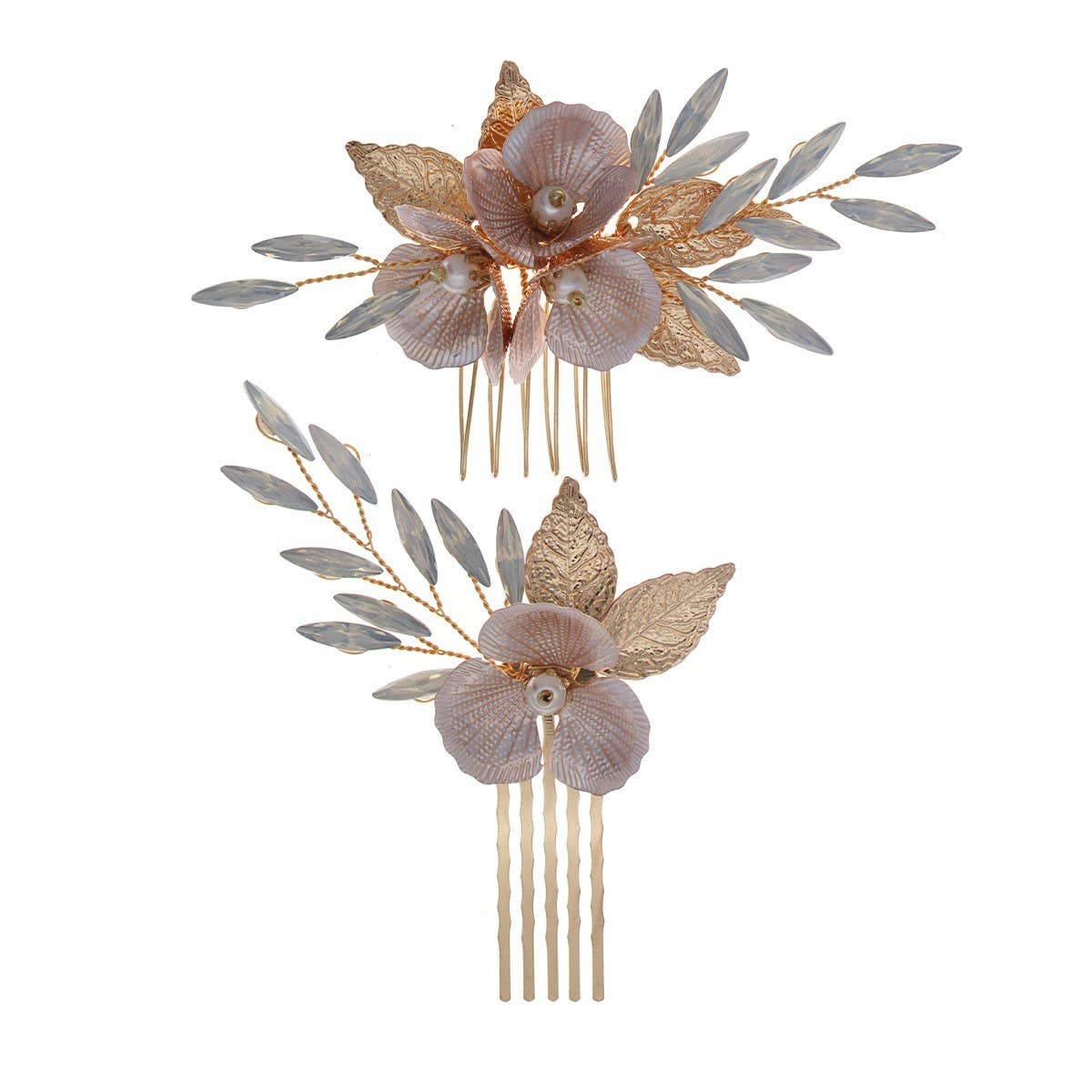 Gold Floral Bridal Hair Comb ? Gem Elegant Piece