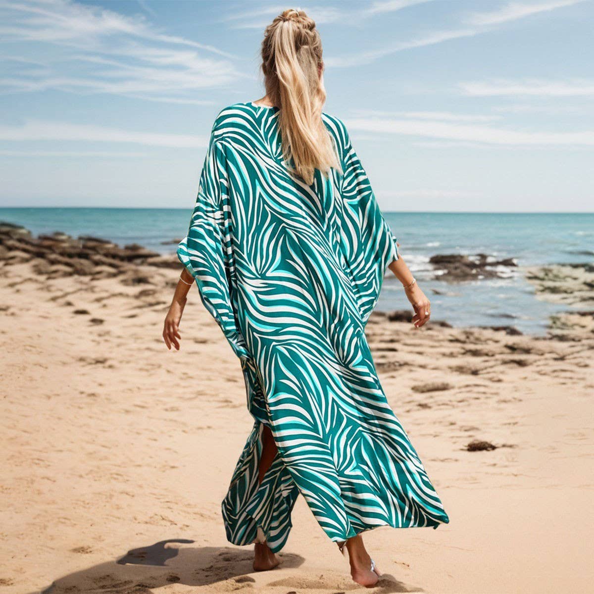 Rayon Beach Cover-Up with Handwoven Chest Detail_CWMM6157