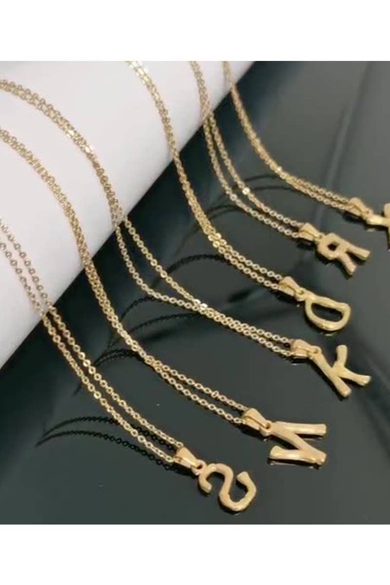 FASHION TEXTURE ALPHABET INITIAL NECKLACE_CWAJE223