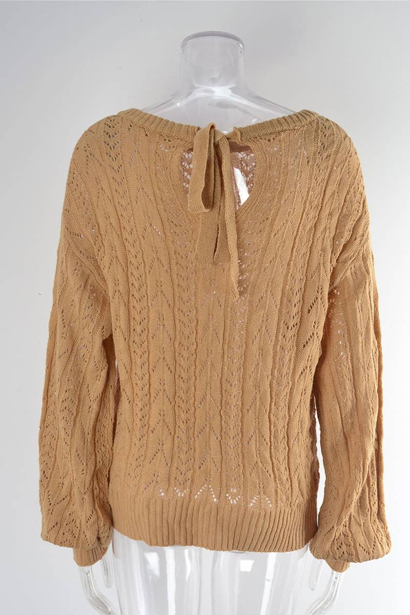 HOLLOWED-OUT CREW-NECK SWEATER