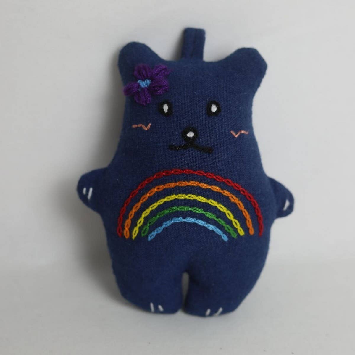 Hand-Embroidered Rainbow Bear Plush Charm