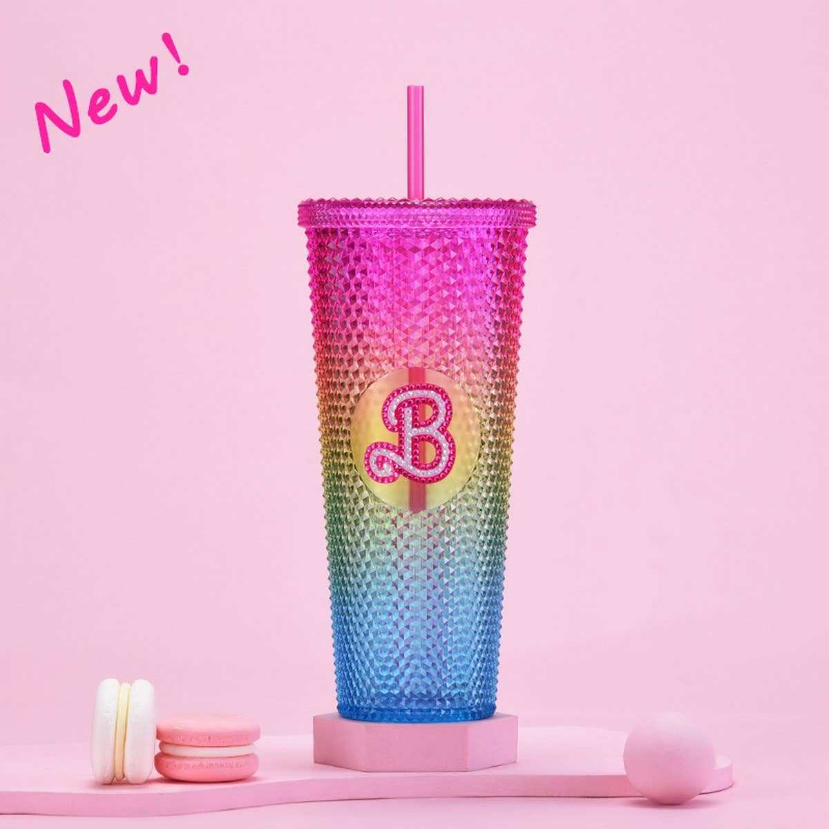 DOUBLE LAYER PORTABLE PLASTIC STRAW DIAMOND CUP