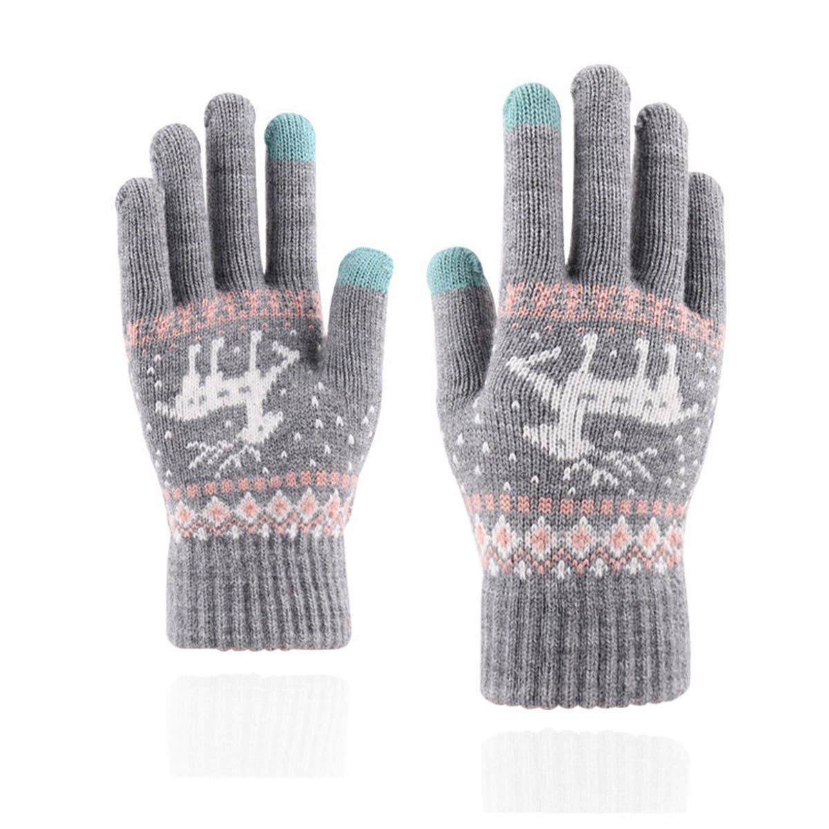 CUTE ELK FASHION KNITTED WARM TOUCH SCREEN GLOVES_CWAG0227