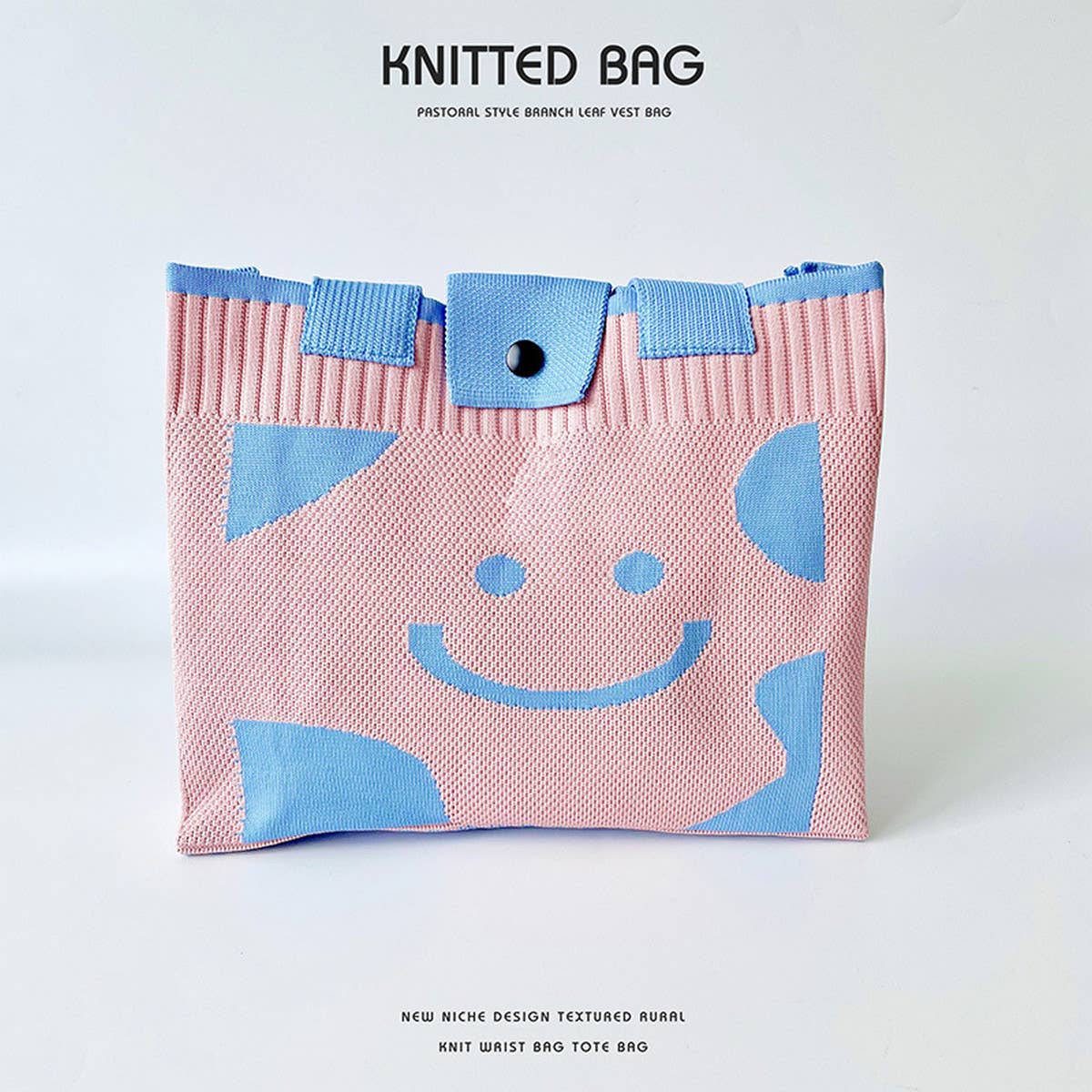 WOMEN CASUAL SMILEY KNITTED SHOULDER HANDBAG_CWAB1537