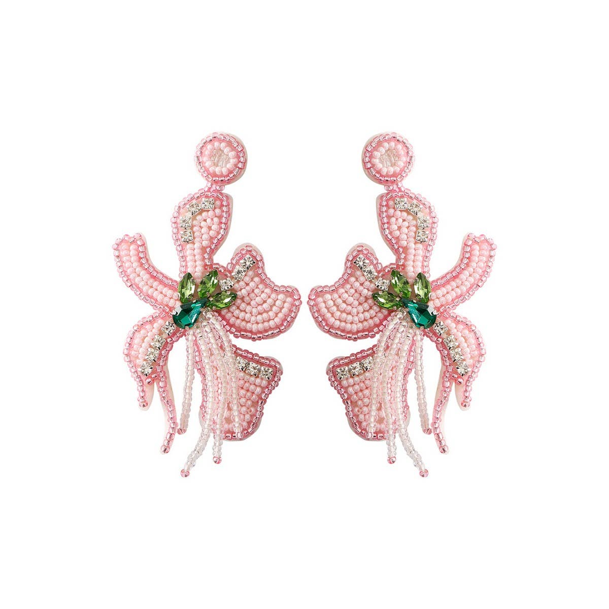 FASHIONABLE HANDMADE FLOWER RICE BEAD EARRINGS
