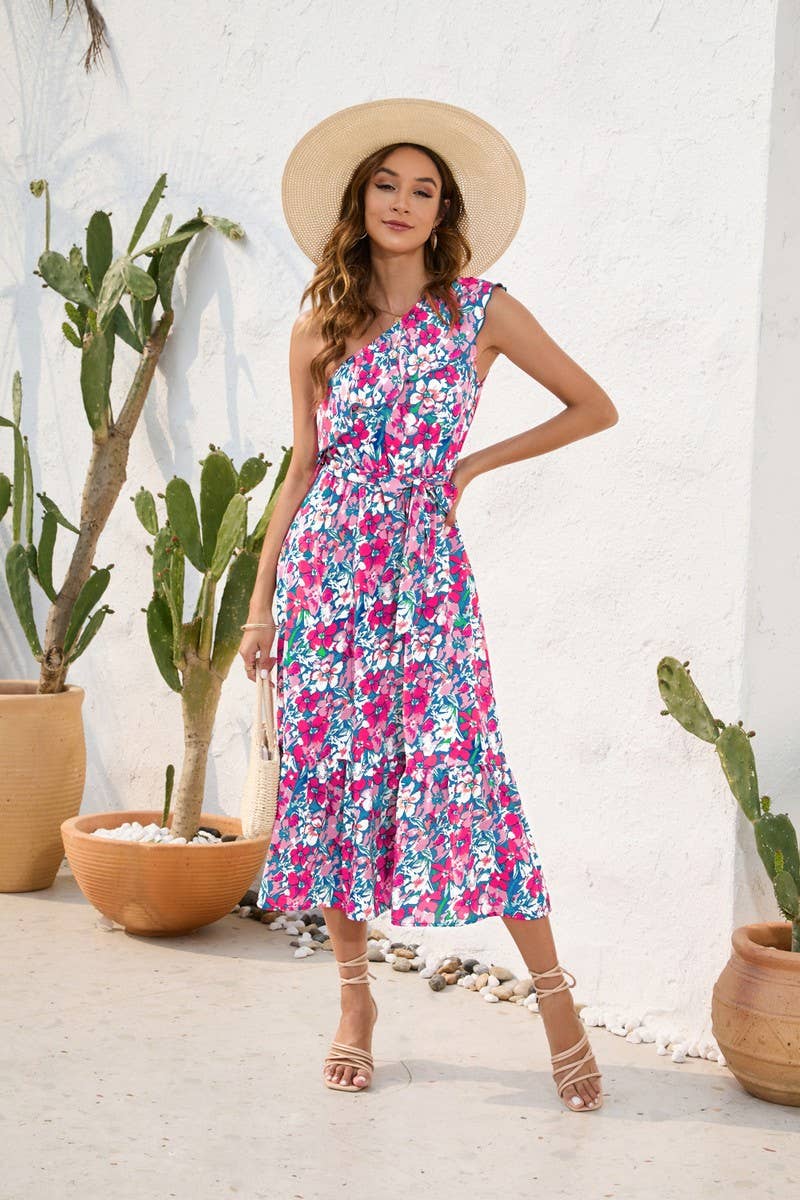 CWDMD2142_PRINTED DRESS WITH STRAPPY SHOULDERS