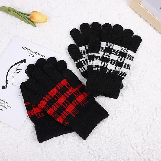 THICKENED WARM CHECKERBOARD CYCLING GLOVES_CWAG0196