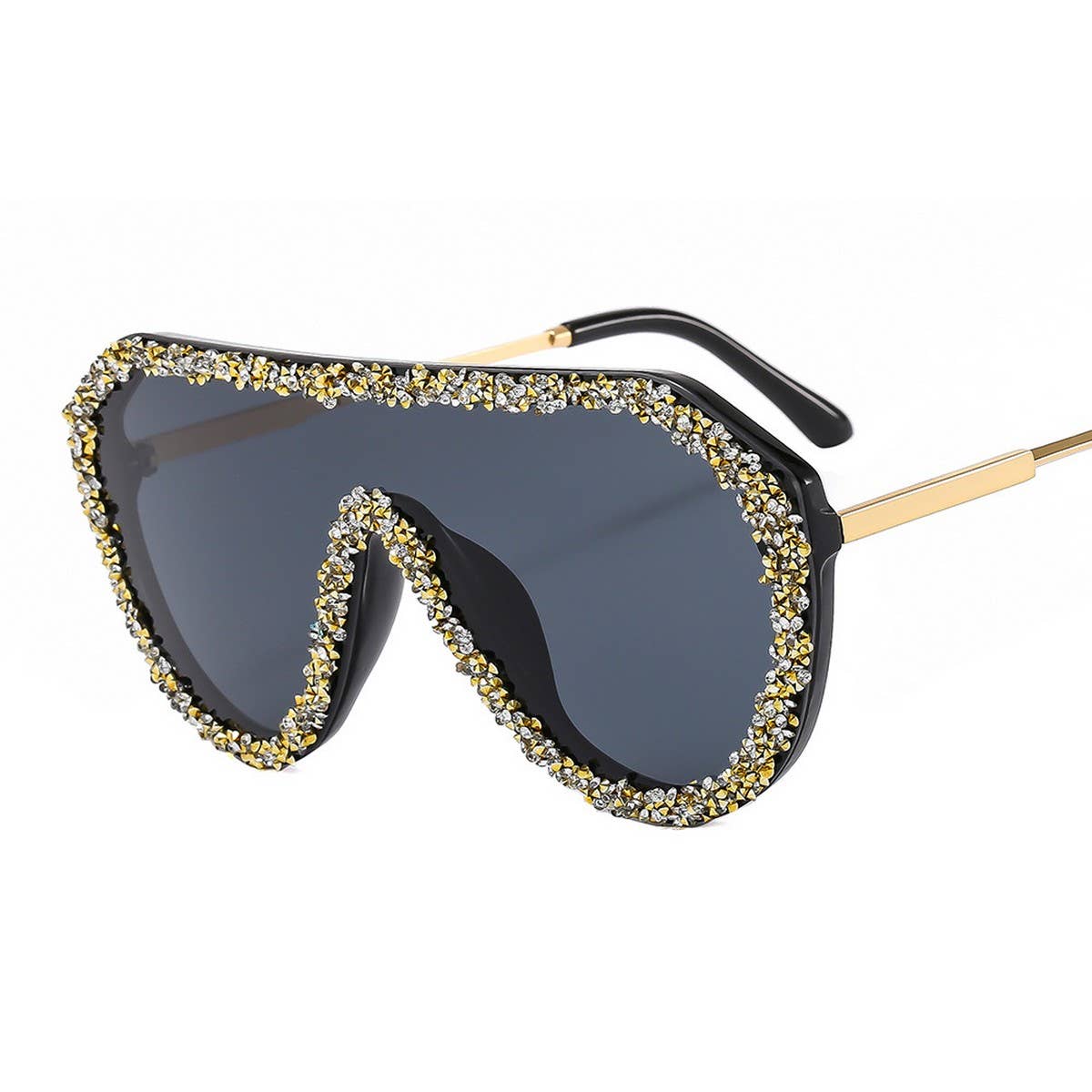 LUXURY RHINESTONE STATEMENT ONE-PIECE SUNGLASSES