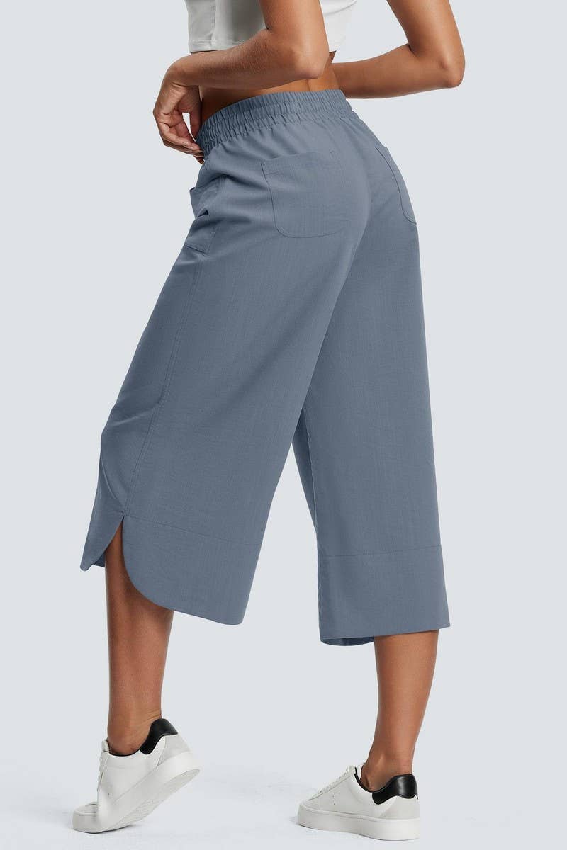 CWBMP0211_SOLID COLOR ELASTIC WAIST WIDE LEG PANTS