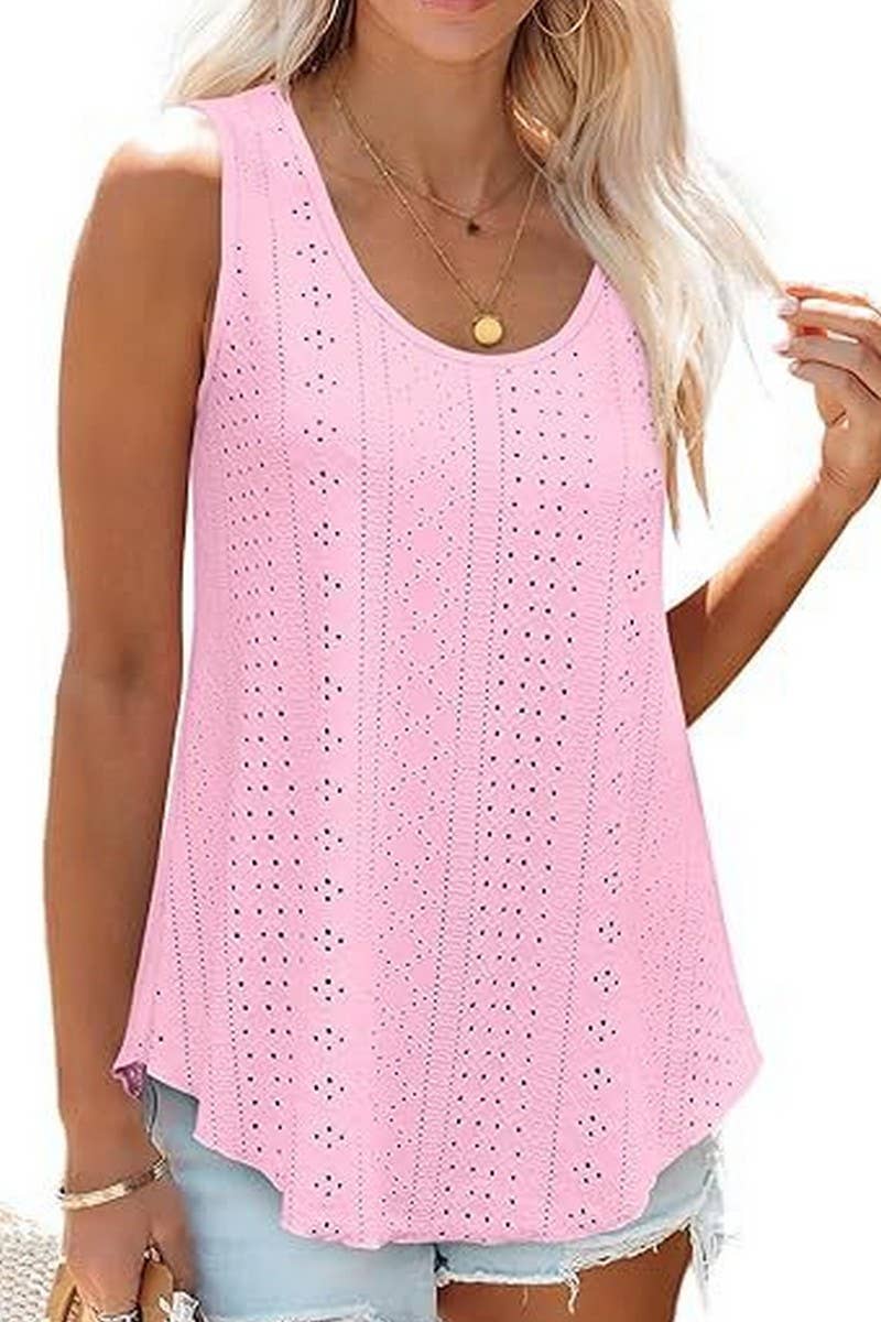 Cwttsl0235_Round Neck Sleeveless Knit Top