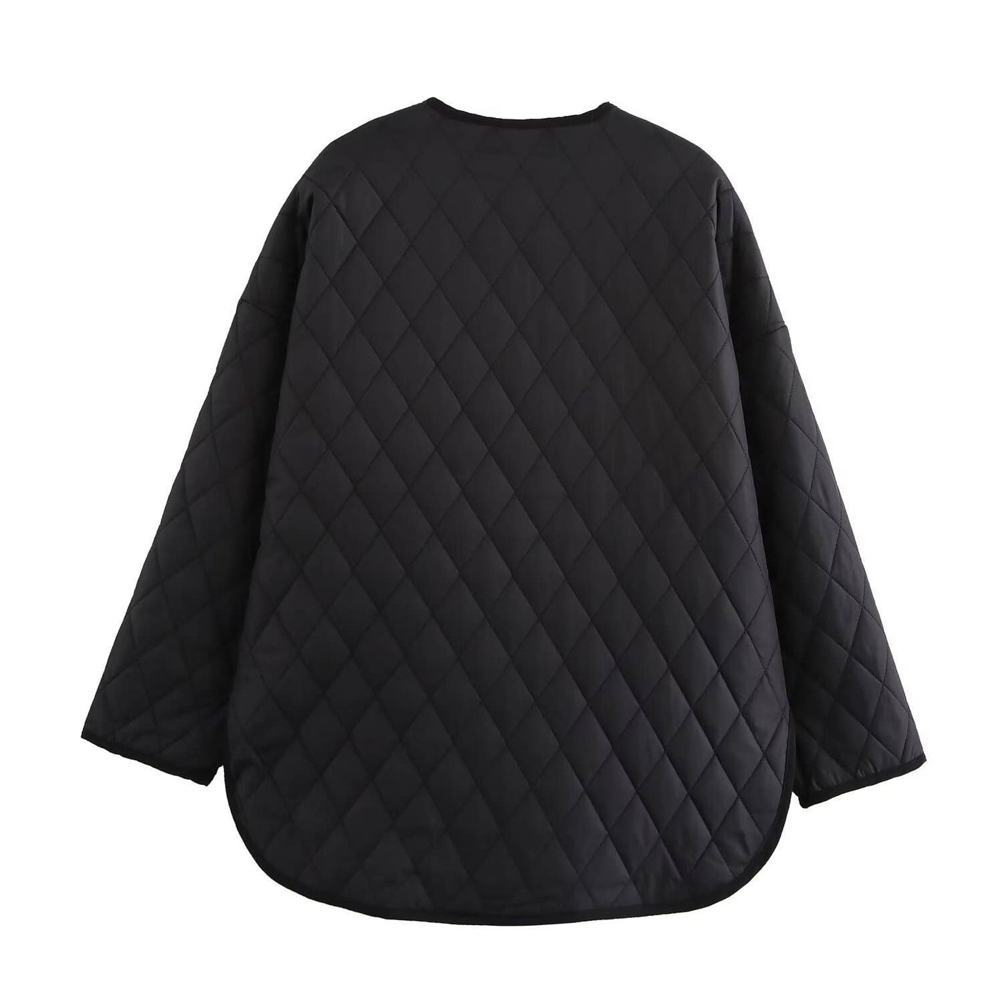 FASHION LOOSE DIAMOND QUILTED COTTON JACKET
