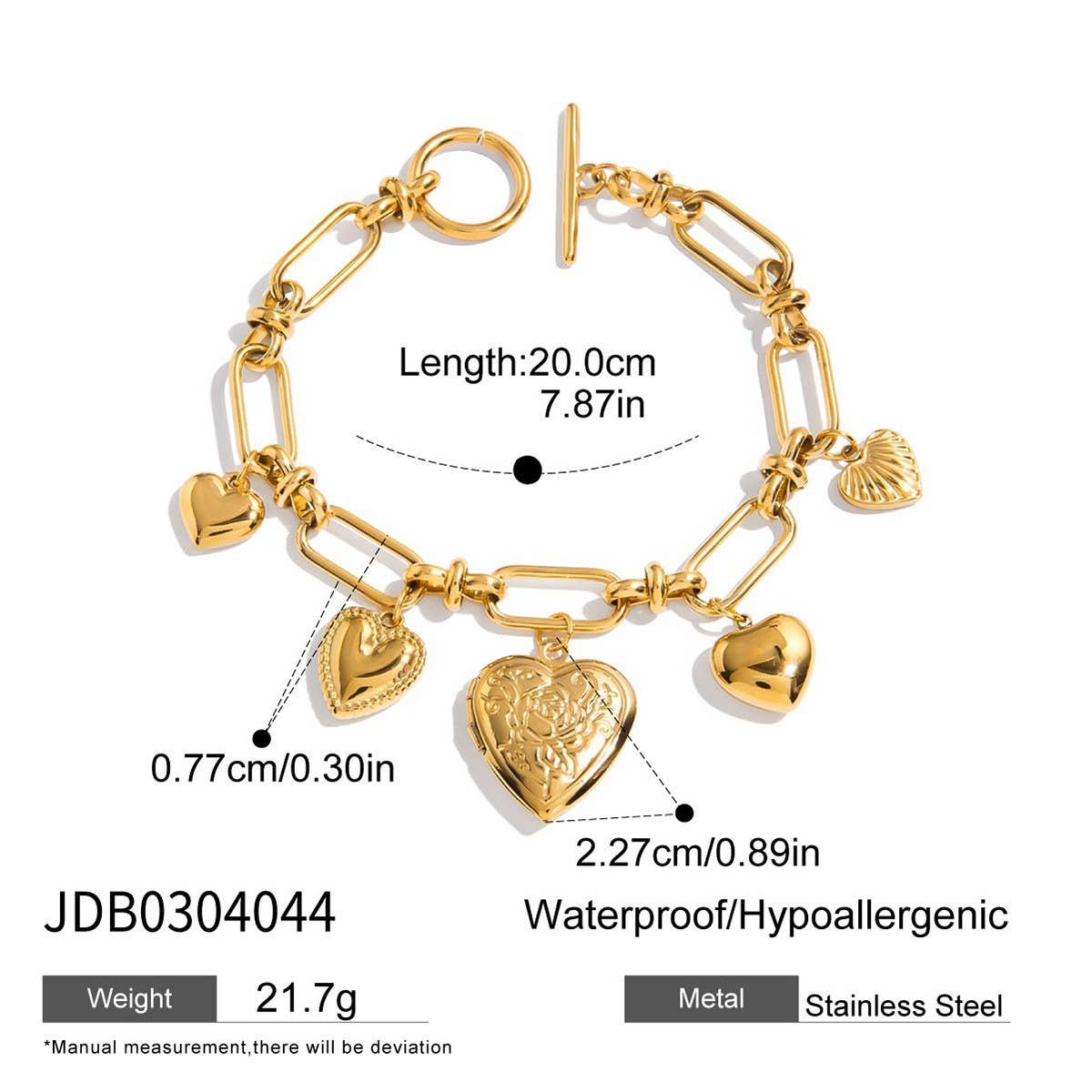 Sweet 18K Gold Pearl Angel Heart Photo Bracelet