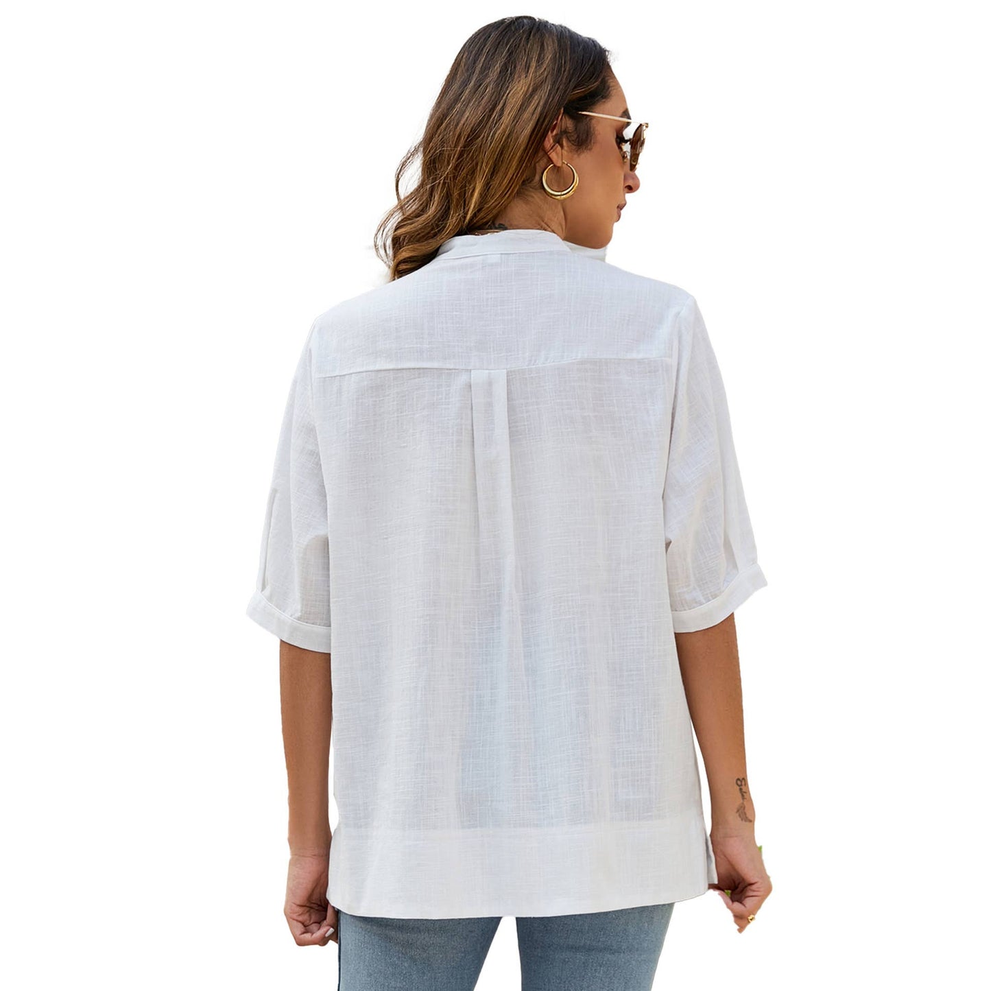 EMBROIDERED LOOSE SLIMMING SHIRT