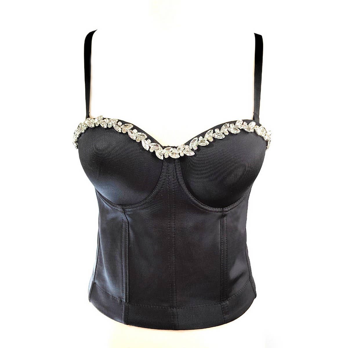 WAIST BRA WITH RHINESTONES HERRINGBONE BRA