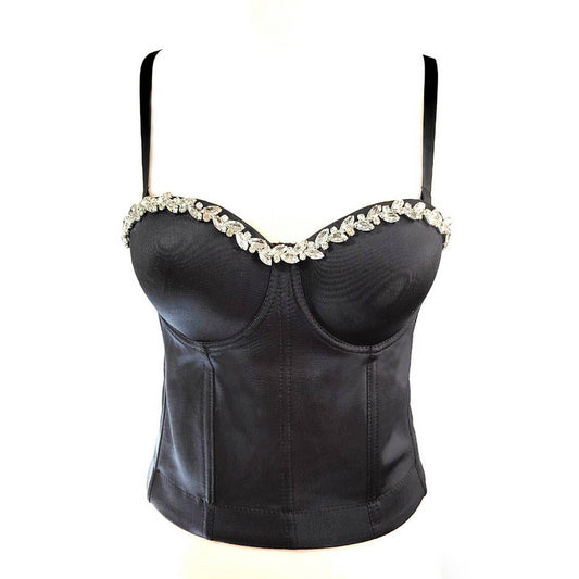 WAIST BRA WITH RHINESTONES HERRINGBONE BRA
