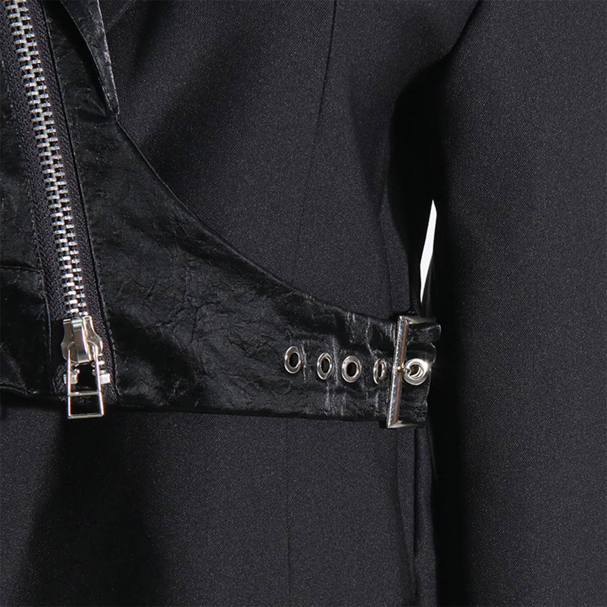 Asymmetrical Moto Blazer ??Slim Fit Street Style_CWOCO1238