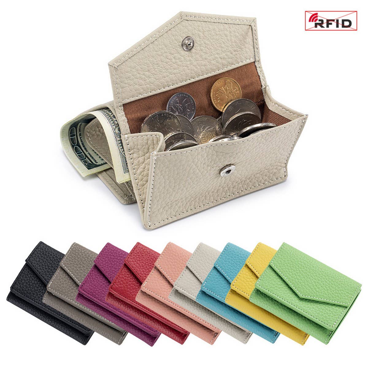 FASHION GENUINE LEATHER SHORT TRIFOLD MINI WALLET_CWAB3785