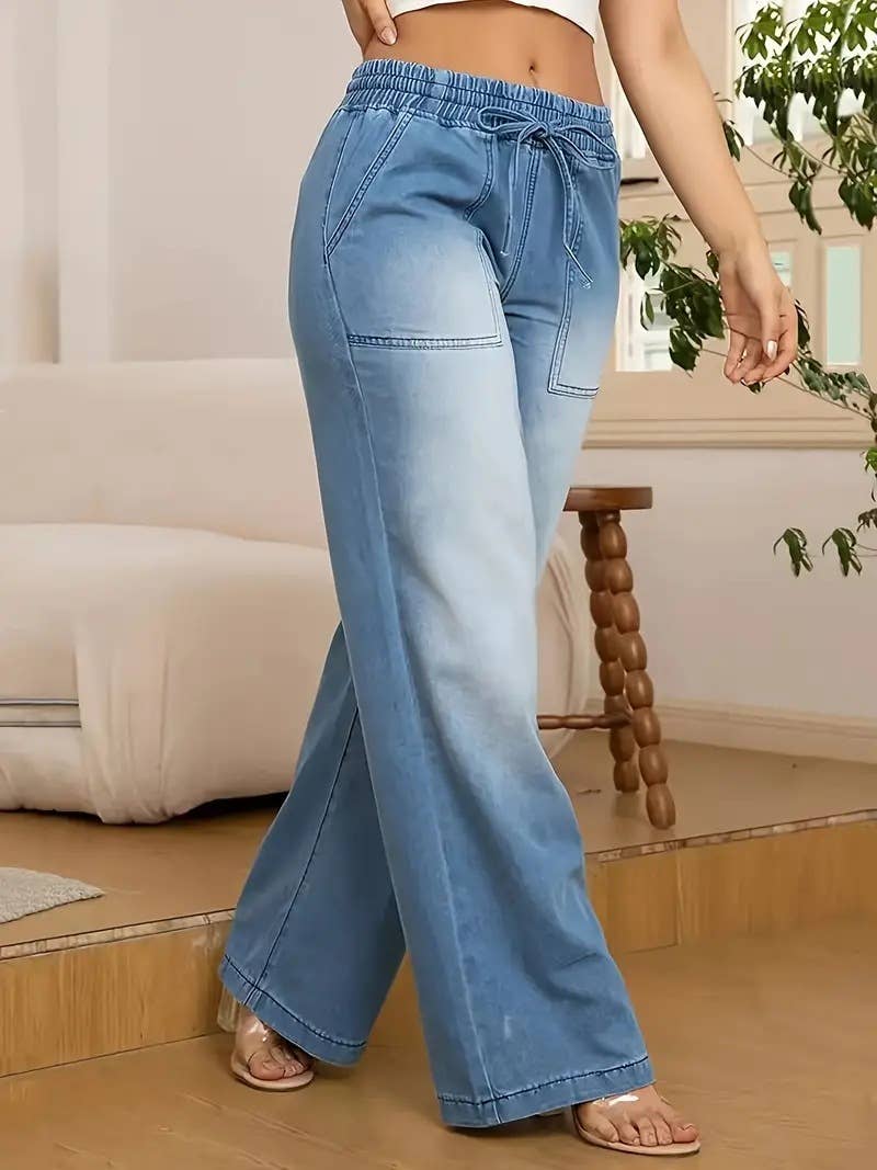 Loose,versatile,casual and trendy wide-leg jeans