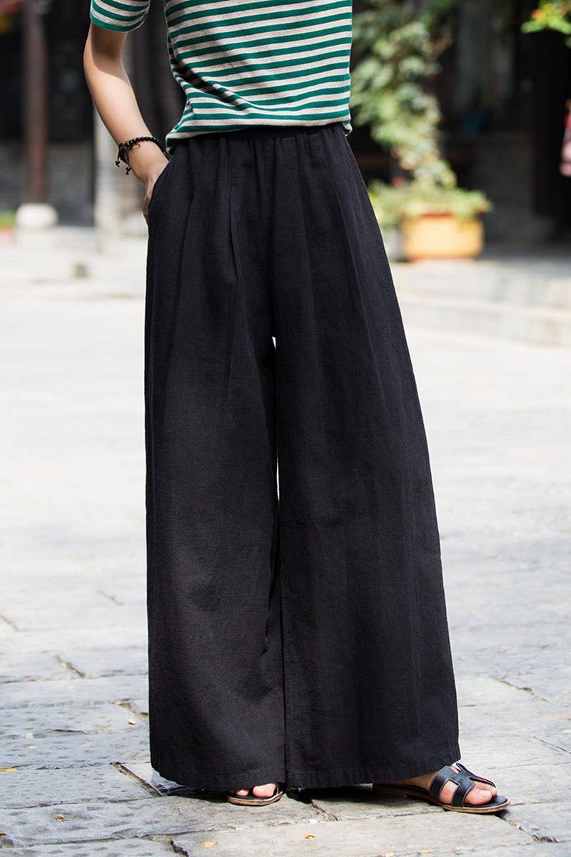 CWBLP1378_LINEN AND COTTON SAND-WASHED WIDE-LEG PANTS