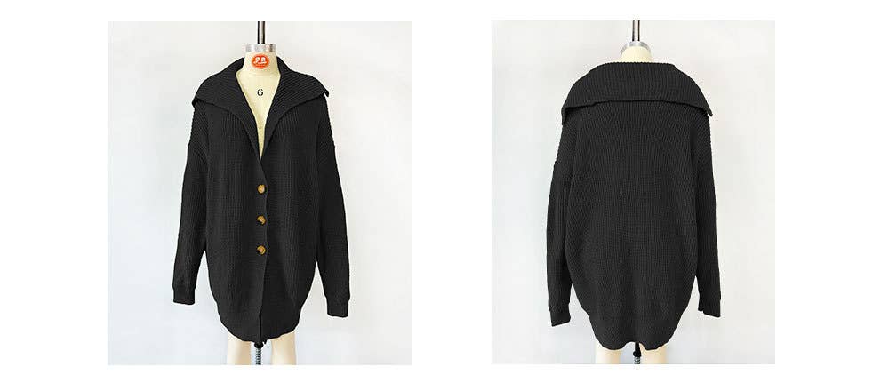 SOLID COLOR CARDIGAN WITH LAPEL AND POCKETS