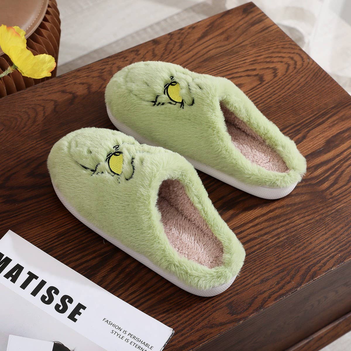 CHRISTMAS GREEN MONSTER GRINCH COTTON SLIPPERS